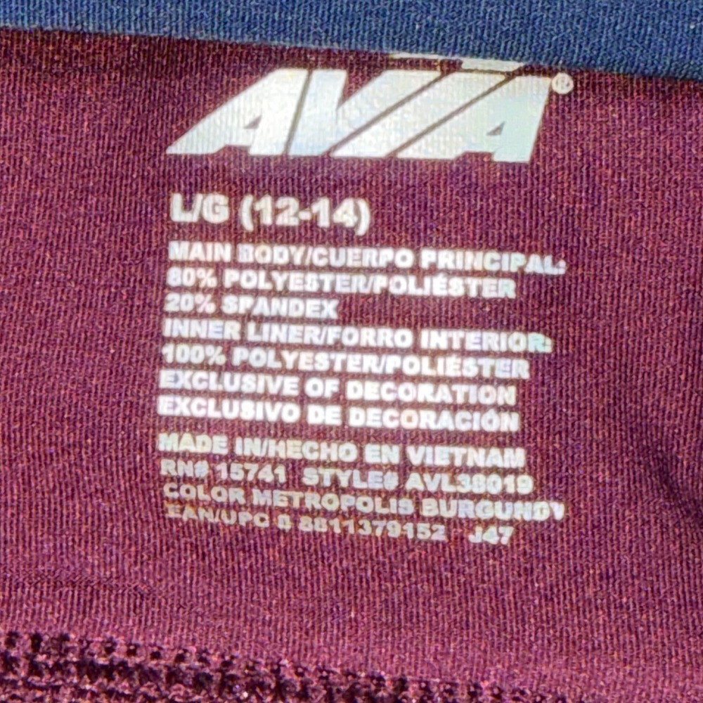 Avia Womens Sports Bra Bundle 3 Pack Large 12-14 Strappy Racerback Burgundy Blue - Picture 2 of 5